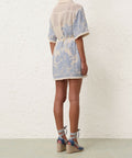 Zimmermann Ottie Palm Mini Dress Cream/Blue - 4 / Print - Dresses