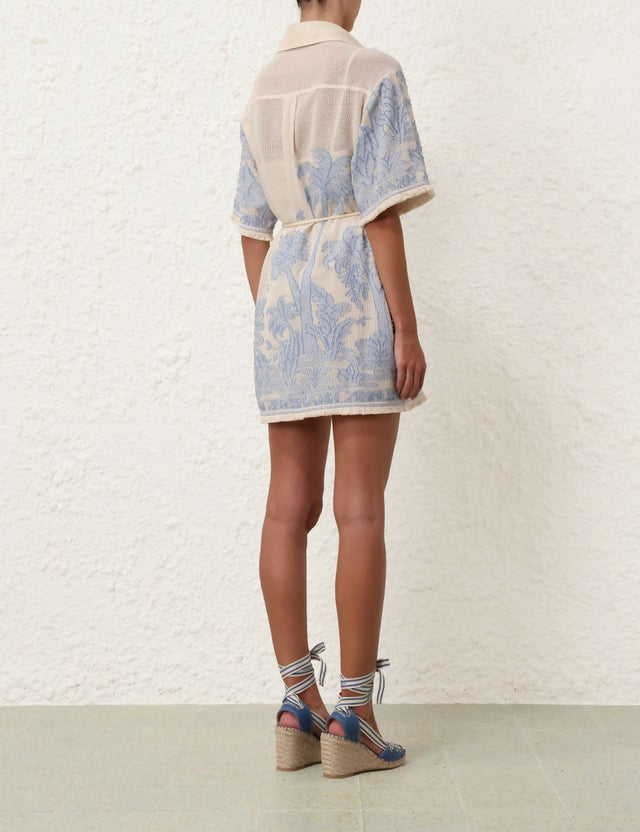 Zimmermann Ottie Palm Mini Dress Cream/Blue