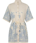 Zimmermann Ottie Palm Mini Dress Cream/Blue - 4 / Print - Dresses
