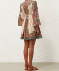 Zimmermann Ottie Plunge Mini Dress in Multi Paisley - Dresses