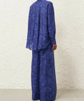 Zimmermann Ottie Relaxed Shirt and Pant Set in Blue Paisley - Outfit Sets