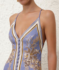 Zimmermann Ottie Slip Dress in Blue Flora - 12 / Print - Dresses