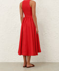 Zimmermann Patience Midi Dress in Dark Red - Dresses