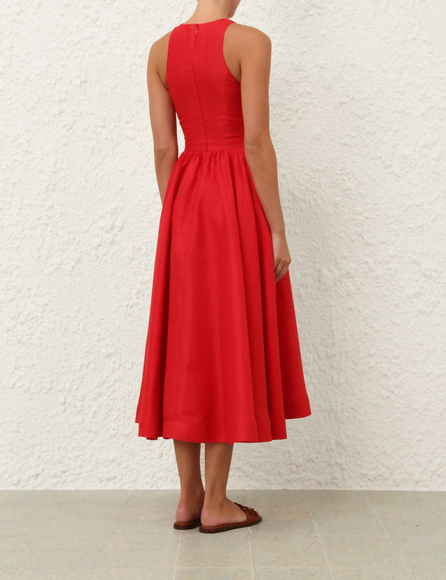 Zimmermann Patience Midi Dress in Dark Red - Dresses
