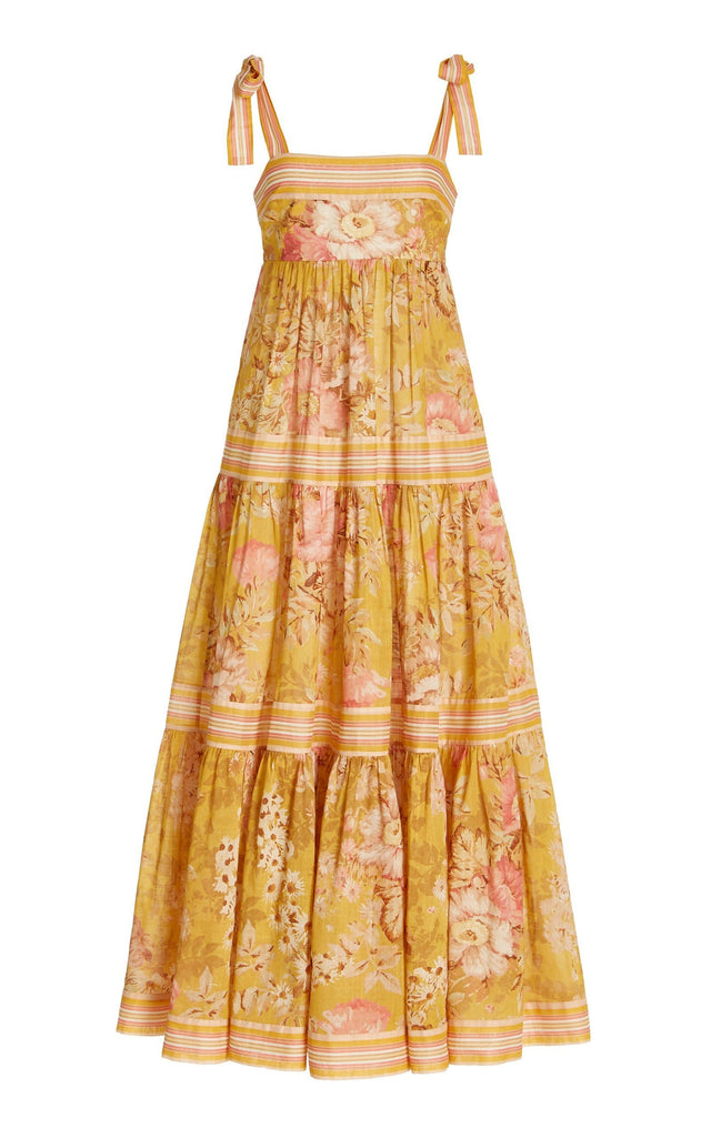 Zimmermann Pattie Shoulder Tie Midi Dress - 10 / Yellow - Dresses
