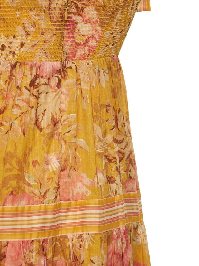 Zimmermann Pattie Shoulder Tie Midi Dress - 10 / Yellow - Dresses