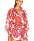 Zimmermann - Zimmermann Peggy Billow Blouse and Safari Pocket Short in Magenta Ivory Paisley