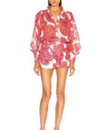 Zimmermann - Zimmermann Peggy Billow Blouse and Safari Pocket Short in Magenta Ivory Paisley