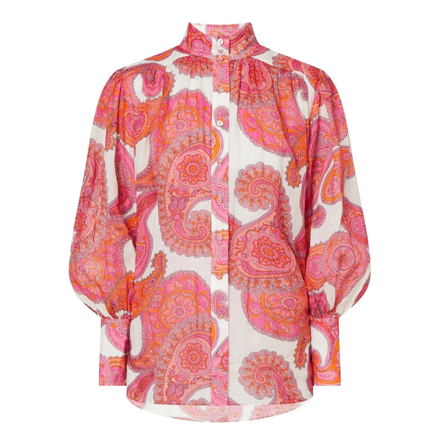 Zimmermann - Zimmermann Peggy Billow Blouse and Safari Pocket Short in Magenta Ivory Paisley