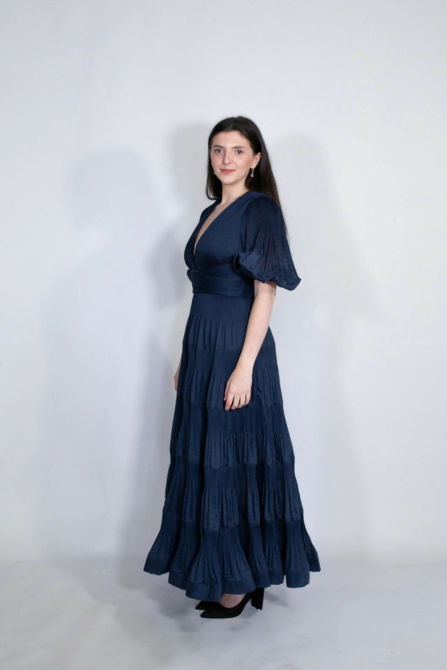 Zimmermann Pleated Midi Dress in Navy - 10 / Navy - Dresses