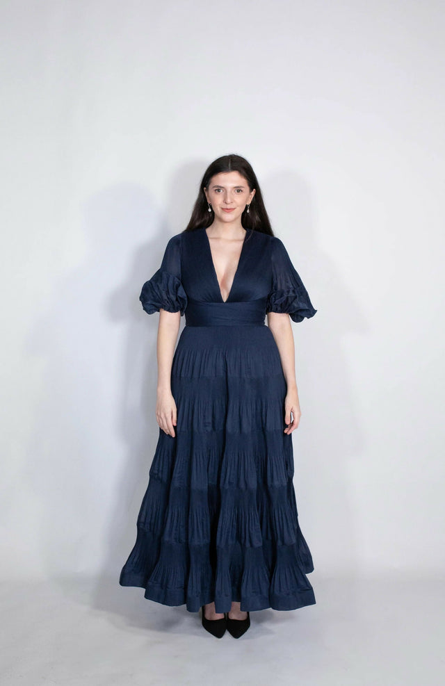 Zimmermann Pleated Midi Dress in Navy - 10 / Navy - Dresses