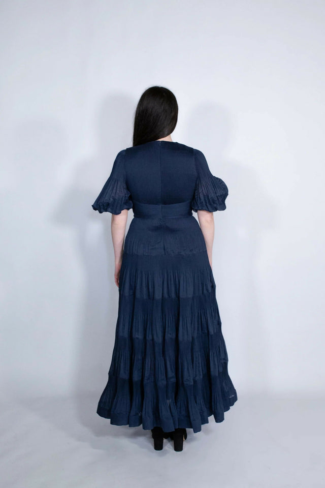 Zimmermann Pleated Midi Dress in Navy - 10 / Navy - Dresses