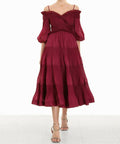 Zimmermann Pleated Off Shoulder Midi Berry Size 2 - Dresses