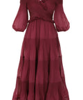 Zimmermann Pleated Off Shoulder Midi Berry Size 2 - Dresses