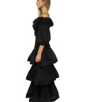 Zimmermann Pleated Off the Shoulder Top and Ruffle Tiered Skirt Set - 12 / Black - Outfit Sets