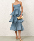 Zimmermann Pleated Tiered Midi Deep Blue Size / AU 8 - 8 / Blue - Dresses