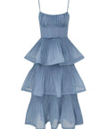 Zimmermann Pleated Tiered Midi Dress - 10 / Blue - Dresses