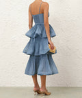 Zimmermann Pleated Tiered Midi Dress - 10 / Blue - Dresses