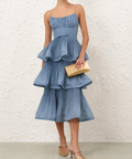 Pleated Tiered Midi Dress