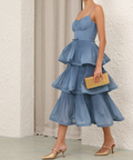 Pleated Tiered Midi Dress