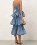 Pleated Tiered Midi Dress