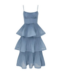 Zimmermann Pleated Tiered Midi Dress in Deep Blue - 12 / Blue - Dresses