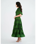 Zimmermann Pleated Tiered Twill Midi Dress Green Size 3 / AU 14 - 14 / Green - Dresses