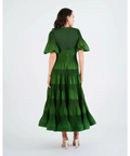 Zimmermann Pleated Tiered Twill Midi Dress Green Size 3 / AU 14 - 14 / Green - Dresses