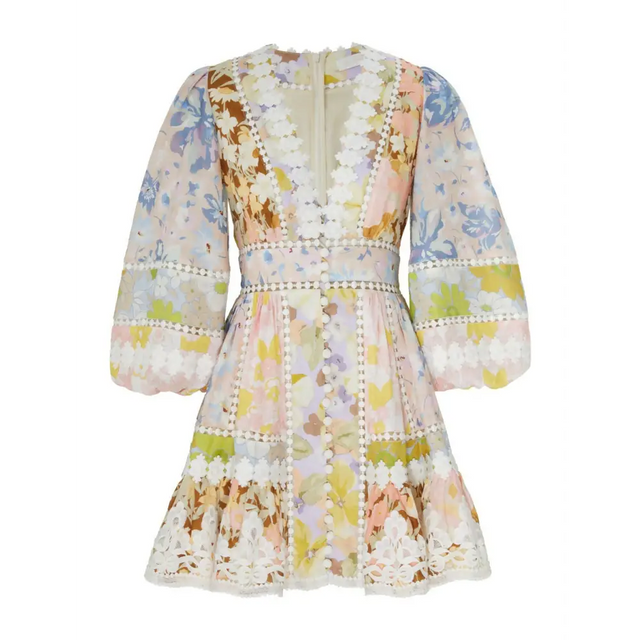 Zimmermann Pop Trimmed Mini Dress Spliced - 10 / Multi - Dresses