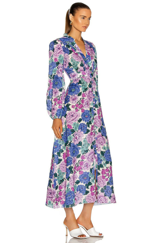 Zimmermann - Poppy Plunge Floral Midi Dress - 12 / Floral - Dresses