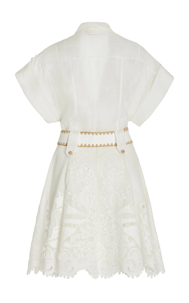 green emerald velvet dress Zimmermann Postcard Embroidered Mini Dress