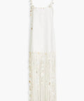 Zimmermann Postcard Fringed Embellished Linen Maxi Dress - 6 / White - Dresses