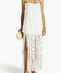 Zimmermann Postcard Fringed Embellished Linen Maxi Dress - 6 / White - Dresses