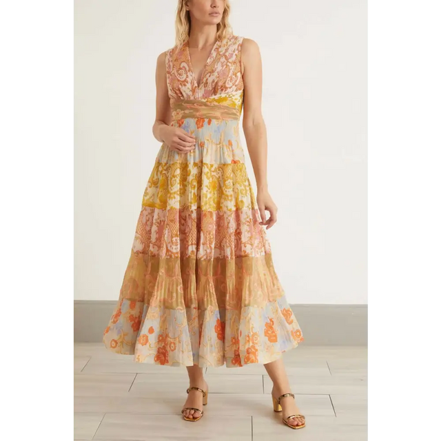 Zimmermann Postcard Pleated Maxi Dress Multi Size - 8 / Multi - Dresses