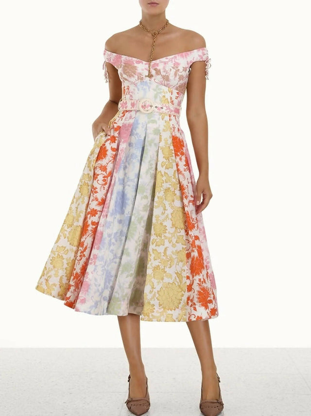 Zimmermann Postcard Spliced Midi Size 6 8 - Dresses