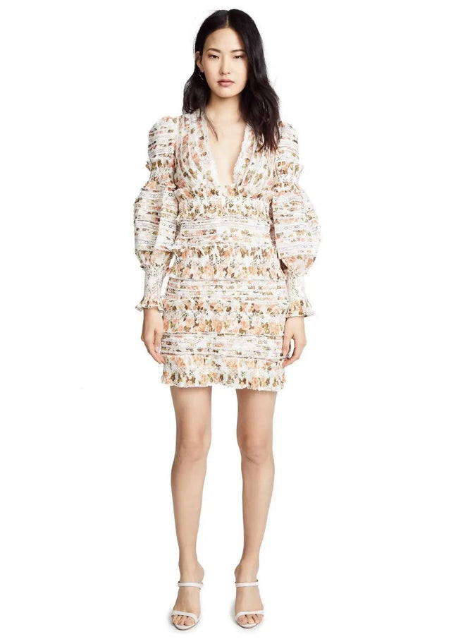 Zimmermann Radiate Smocked Mini Dress - 10 / Multi - Dresses