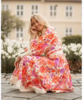 Zimmermann Raie Billow Puff Sleeve Midi Dress Red/Purple Floral Size 3 - 10 / Floral - Dresses