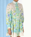 Zimmermann - Zimmermann Raie Buttoned Mini Dress Floral Size 0 / AU 8