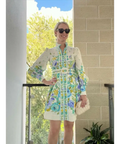 Zimmermann Raie Buttoned Mini Dress Teal/Blue Floral Size 1 & Size 3 - Dresses