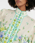 Zimmermann Raie Buttoned Mini Green/Blue Size 2/10-12 - 12 / Multi - Dresses