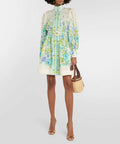 Zimmermann Raie Buttoned Mini Green/Blue Size 2/10-12 - 12 / Multi - Dresses