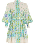 Zimmermann Raie Buttoned Mini Green/Blue Size 2/10-12 - 12 / Multi - Dresses