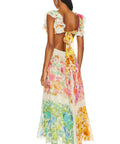 Zimmermann Raie Frill Shoulder Dress - 12 / Multi - Dresses