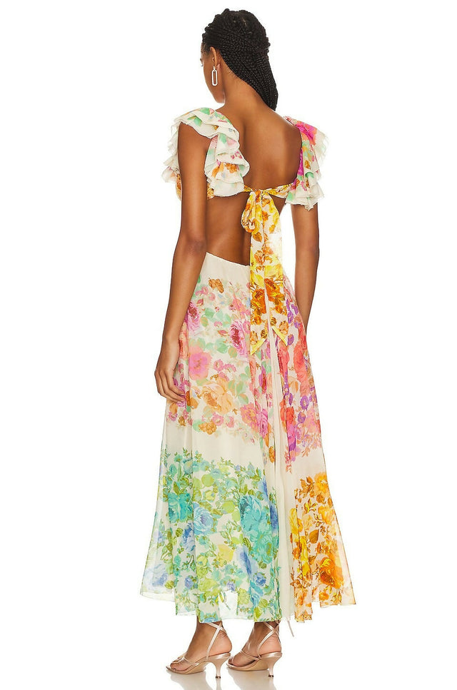 Zimmermann Raie Frill Shoulder Dress - 12 / Multi - Dresses