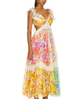 Zimmermann Raie Frill Shoulder Dress - 12 / Multi - Dresses