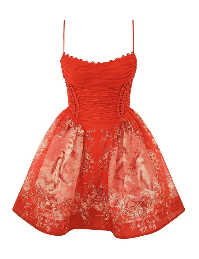 Zimmermann Rebellion Beaded Mini Dress in Red Mermaid - Dresses