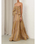 Zimmermann Rebellion Bohemian Slip Dress in Mustard Stripe - Dresses