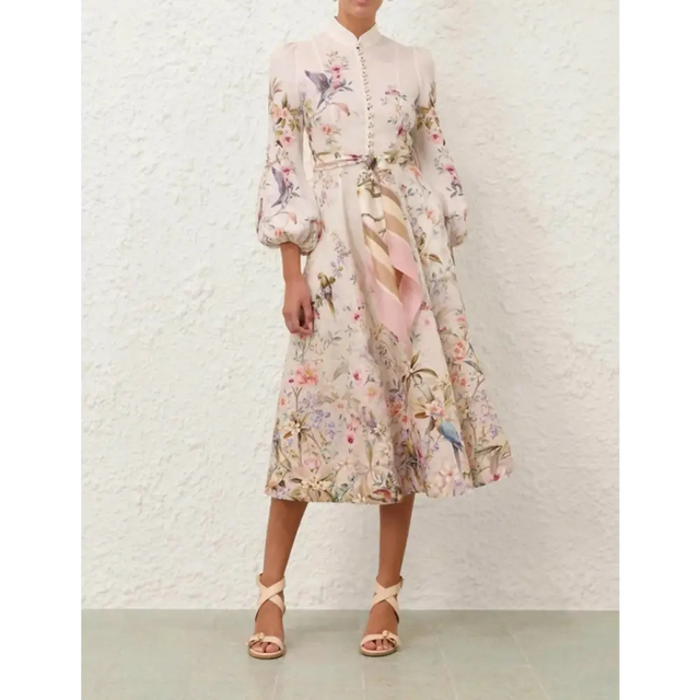 Zimmermann Rebellion Button Midi Dress - 12 / Floral - Dresses