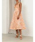 Zimmermann Rebellion Drape Midi Dress in Golden Bloom - 12 / Orange - Dresses