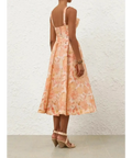 Zimmermann Rebellion Drape Midi Dress in Golden Bloom - 12 / Orange - Dresses